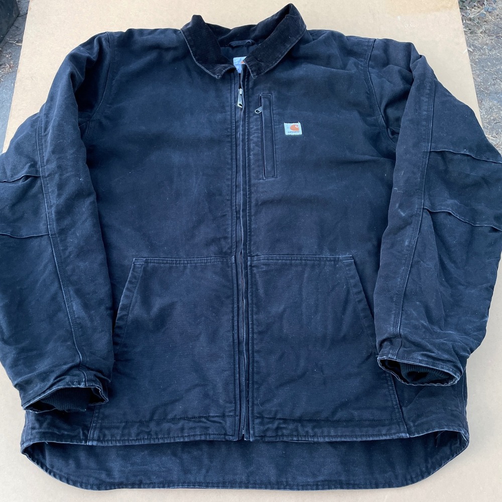 Carhartt Full Swing Jacket Mens XL Tall Black Workwear Fleece Lined 103370